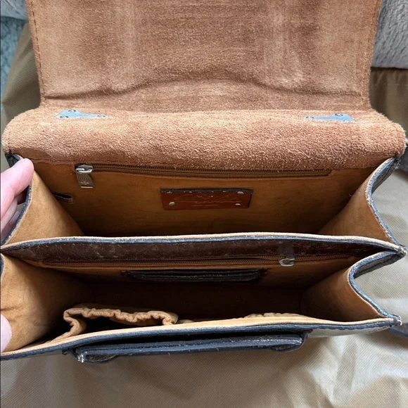 Patricia Nash Tooled Turquoise Stella Satchel Crossbody Purse - Picture 10 of 16